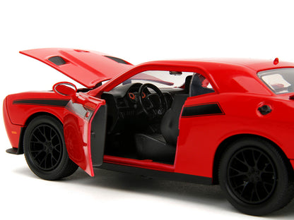 2015 Dodge Challenger Red with Black Stripes and Glenn Diecast Figure "The Walking Dead" (2010-2022) TV Series "Hollywood Rides" Series 1/24 Diecast Model Car by Jada-DiecastModeler.com