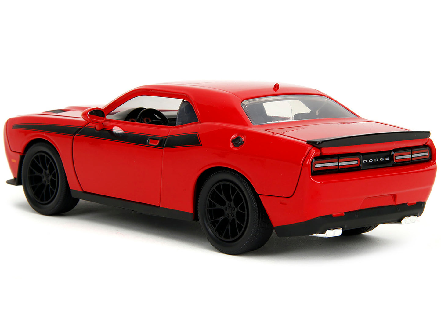 2015 Dodge Challenger Red with Black Stripes and Glenn Diecast Figure "The Walking Dead" (2010-2022) TV Series "Hollywood Rides" Series 1/24 Diecast Model Car by Jada-DiecastModeler.com