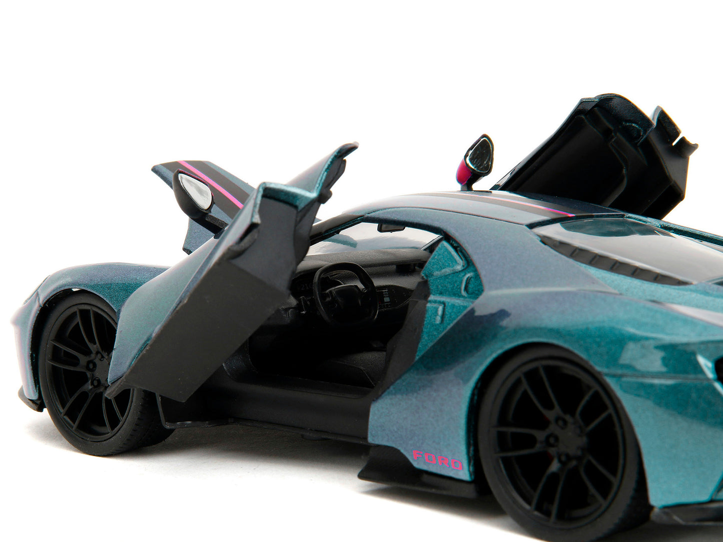 2017 Ford GT Blue Metallic with Pink and Black Stripes "Pink Slips" Series 1/24 Diecast Model Car by Jada-DiecastModeler.com