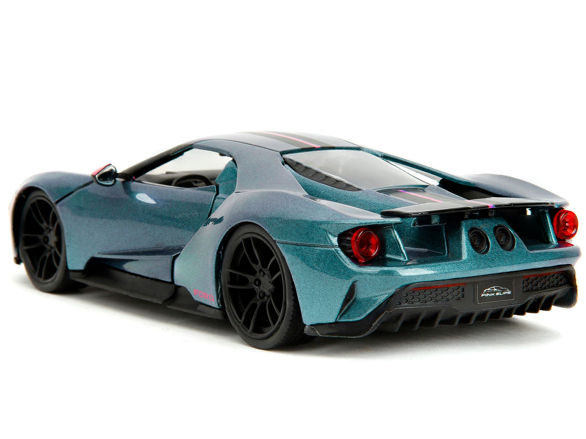 2017 Ford GT Blue Metallic with Pink and Black Stripes "Pink Slips" Series 1/24 Diecast Model Car by Jada-DiecastModeler.com