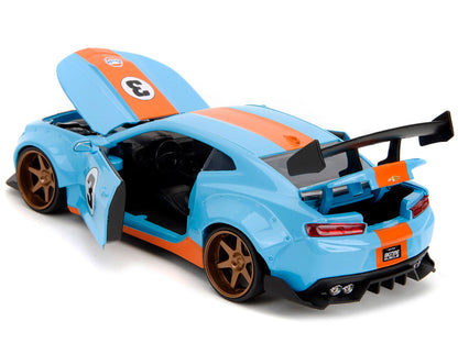 2016 Chevrolet Camaro Widebody #3 Light Blue with Orange Stripes "Gulf Oil" "Wide Body" Series 1/24 Diecast Model Car by Jada-DiecastModeler.com