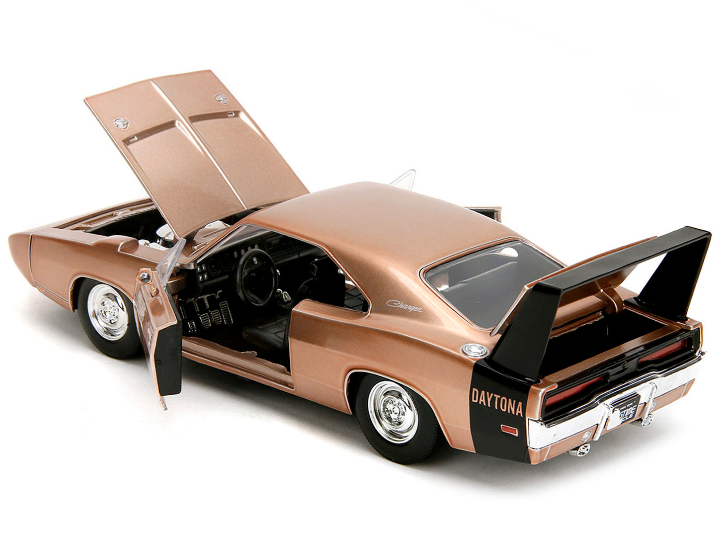 1969 Dodge Charger Daytona Bronze Metallic with Black Tail Stripe "Bigtime Muscle" Series 1/24 Diecast Model Car by Jada-DiecastModeler.com