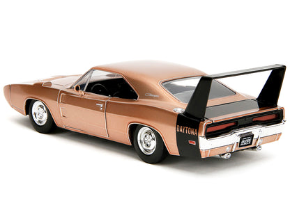 1969 Dodge Charger Daytona Bronze Metallic with Black Tail Stripe "Bigtime Muscle" Series 1/24 Diecast Model Car by Jada-DiecastModeler.com