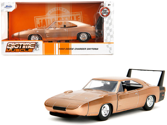 1969 Dodge Charger Daytona Bronze Metallic with Black Tail Stripe "Bigtime Muscle" Series 1/24 Diecast Model Car by Jada-DiecastModeler.com