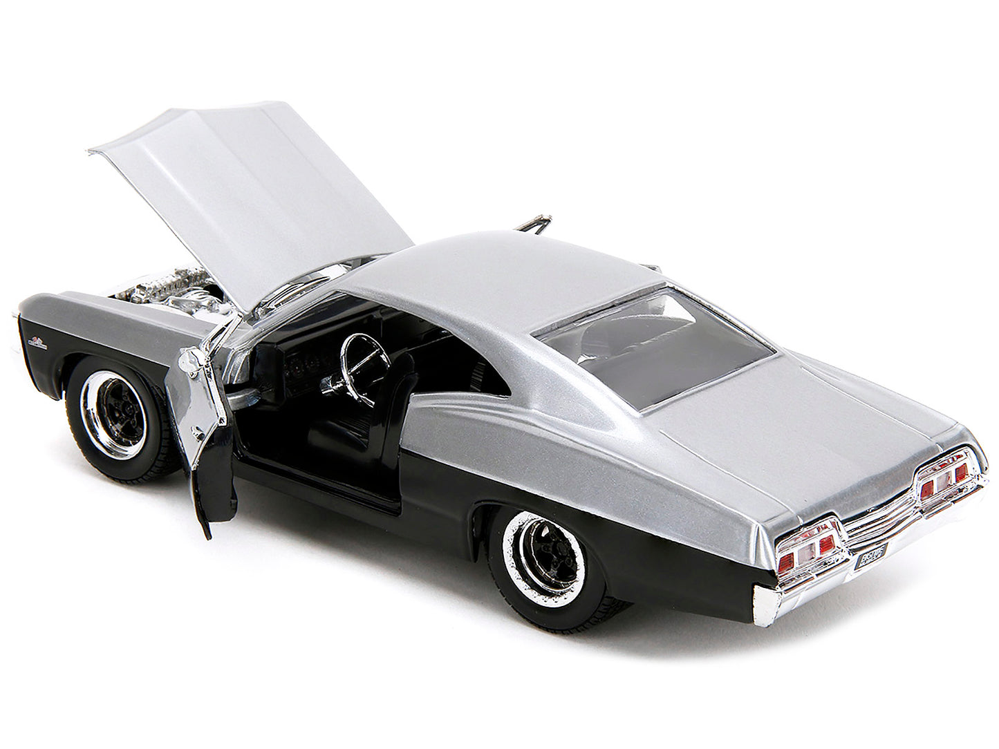 1967 Chevrolet Impala SS Silver Metallic and Black "Bigtime Muscle" Series 1/24 Diecast Model Car by Jada-DiecastModeler.com