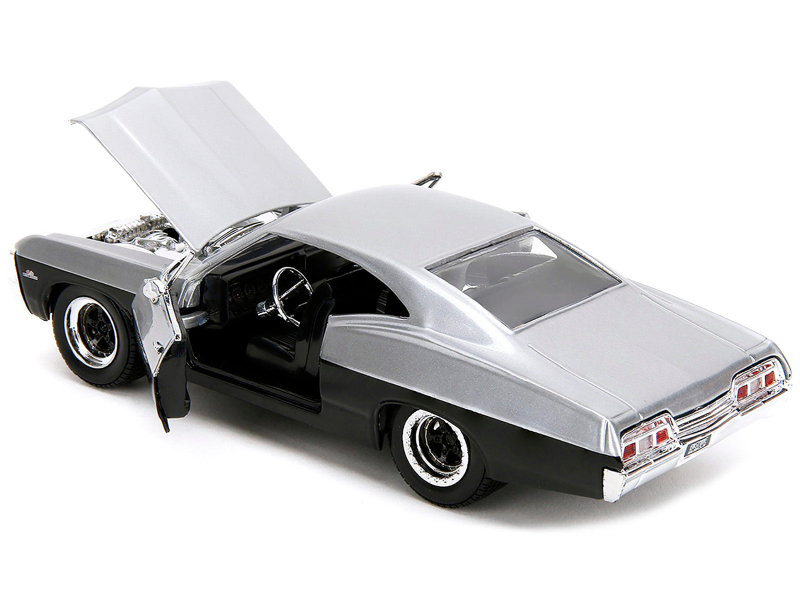 1967 Chevrolet Impala SS Silver Metallic and Black "Bigtime Muscle" Series 1/24 Diecast Model Car by Jada-DiecastModeler.com