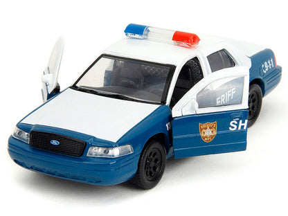 Rick Grimes' Ford Crown Victoria "Sheriff" Blue and White "The Walking Dead" (2010-2022) TV Series "Hollywood Rides" Series 1/32 Diecast Model Car by Jada-DiecastModeler.com