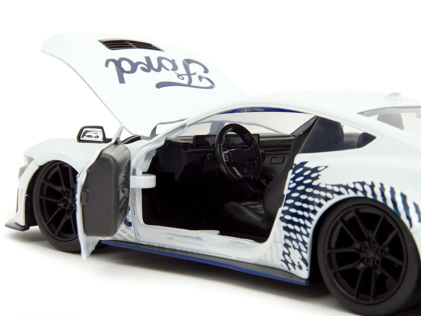 2024 Ford Mustang Dark Horse White with "Mustang Horse Graphics" "Bigtime Muscle" Series 1/24 Diecast Model Car by Jada-DiecastModeler.com