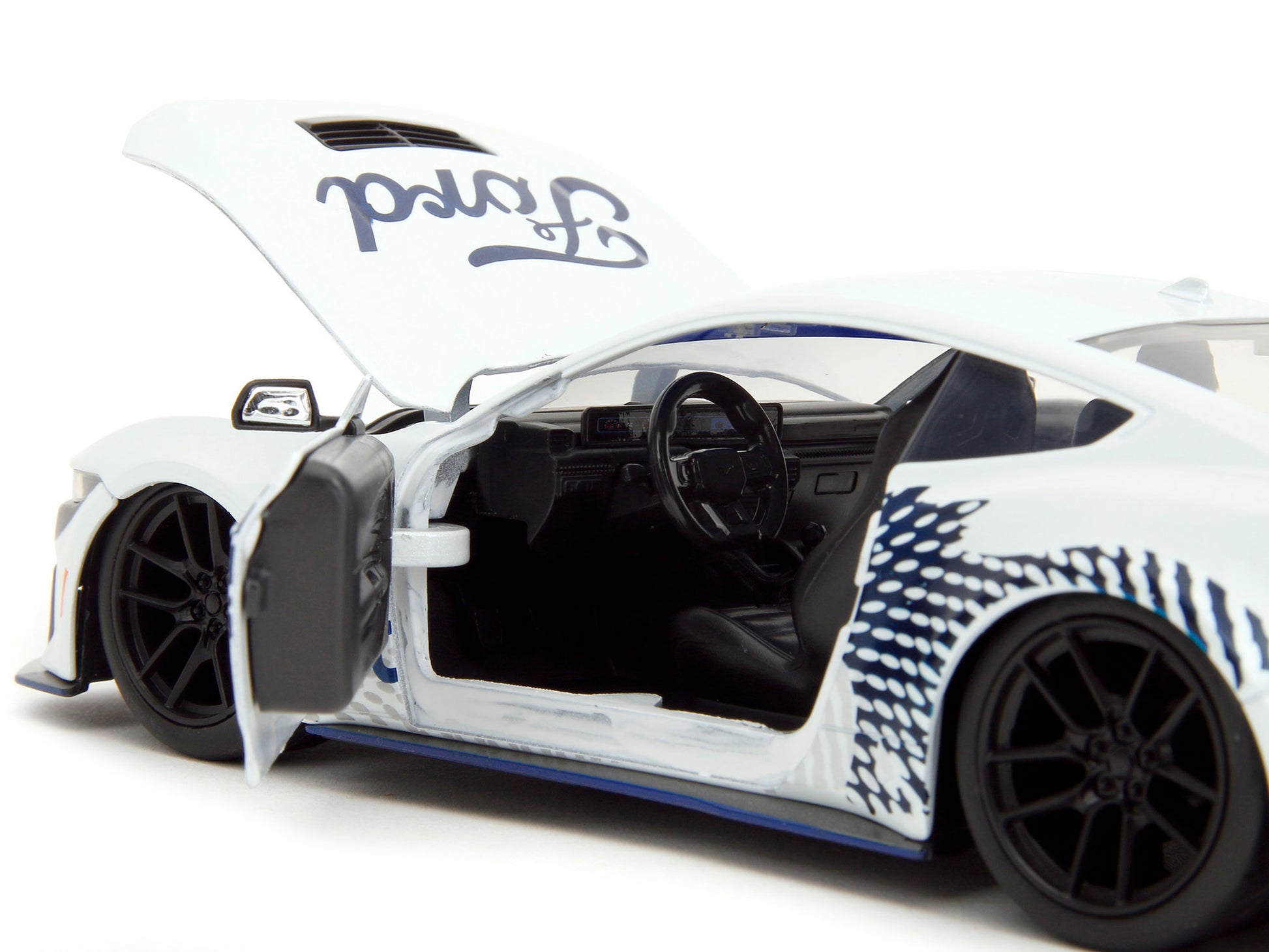 2024 Ford Mustang Dark Horse White with "Mustang Horse Graphics" "Bigtime Muscle" Series 1/24 Diecast Model Car by Jada-DiecastModeler.com