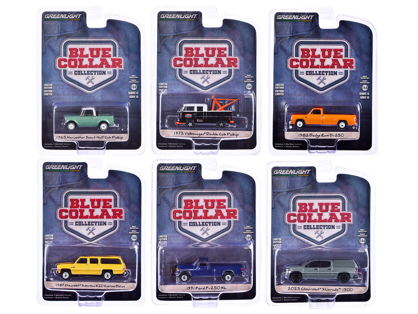 "Blue Collar Collection" Set of 6 pieces Series 13 1/64 Diecast Model Cars by Greenlight-DiecastModeler.com
