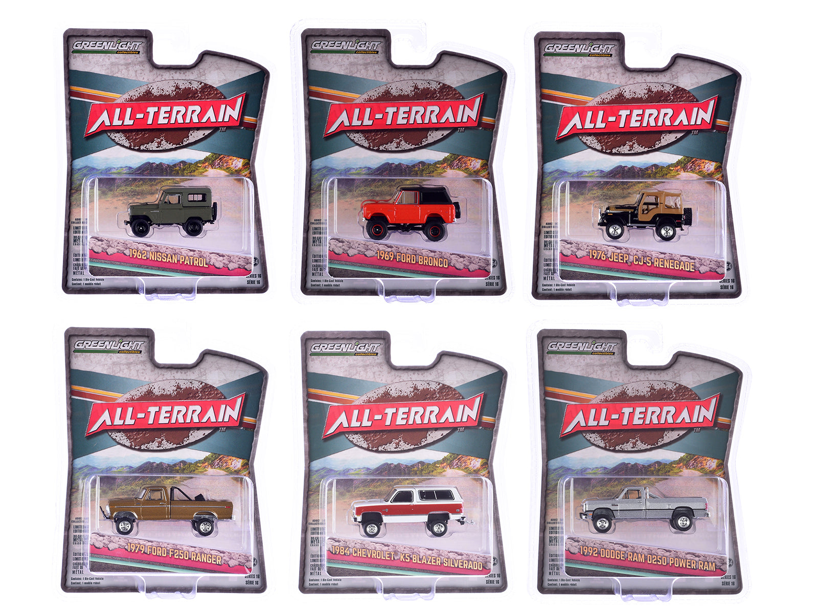 "All Terrain" Series 16 Set of 6 pieces 1/64 Diecast Model Cars by Greenlight - DiecastModeler.com