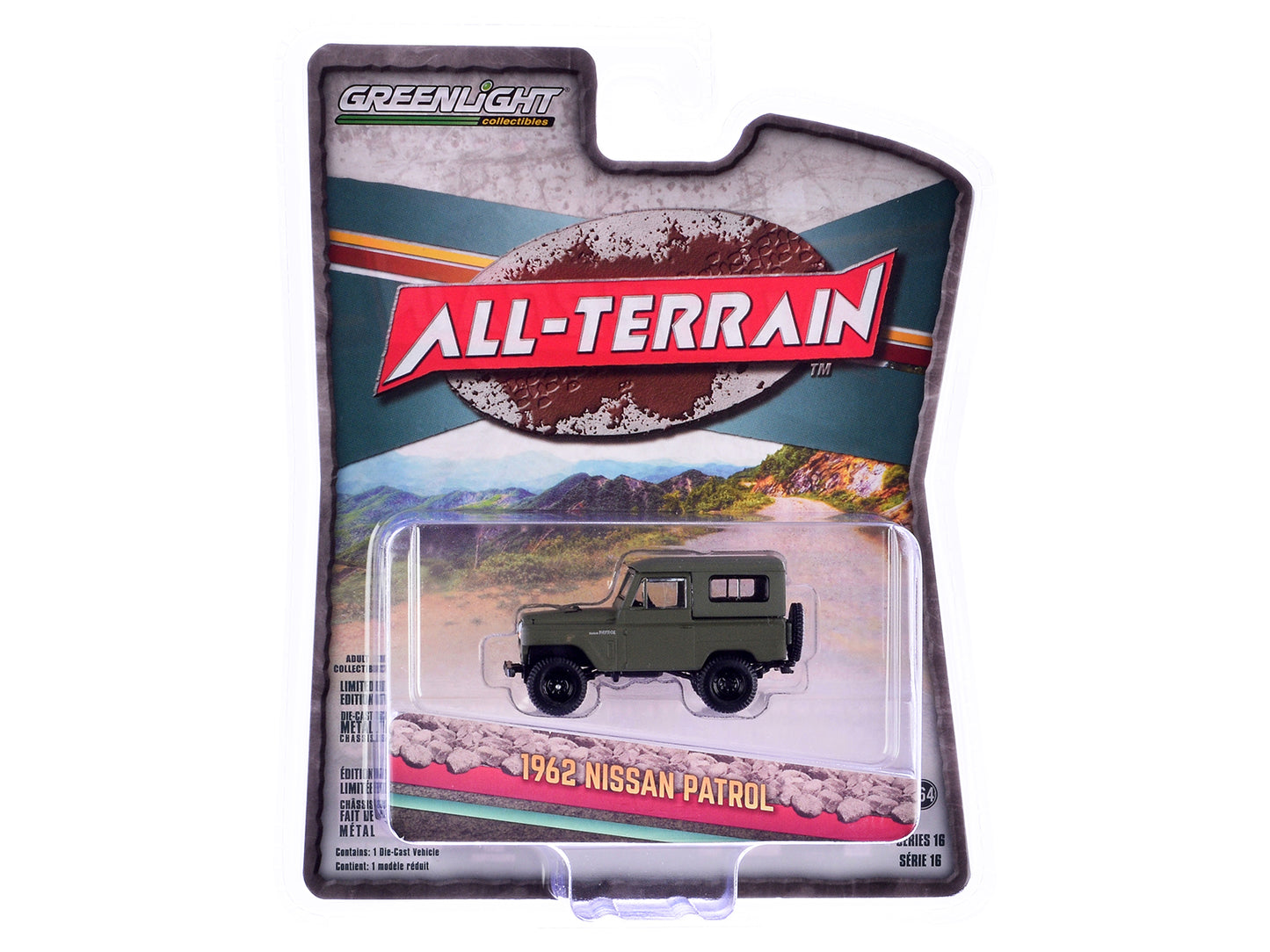 1962 Nissan Patrol Matt Olive Green "All Terrain" Series 16 1/64 Diecast Model Car by Greenlight
