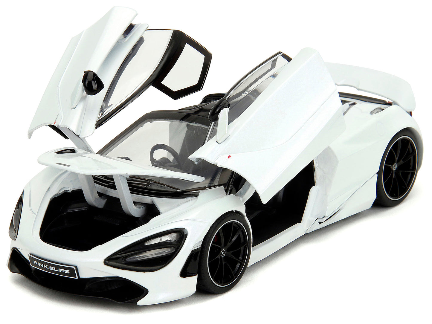 McLaren 720S White Metallic with Black Top "Pink Slips" Series 1/24 Diecast Model Car by Jada-DiecastModeler.com