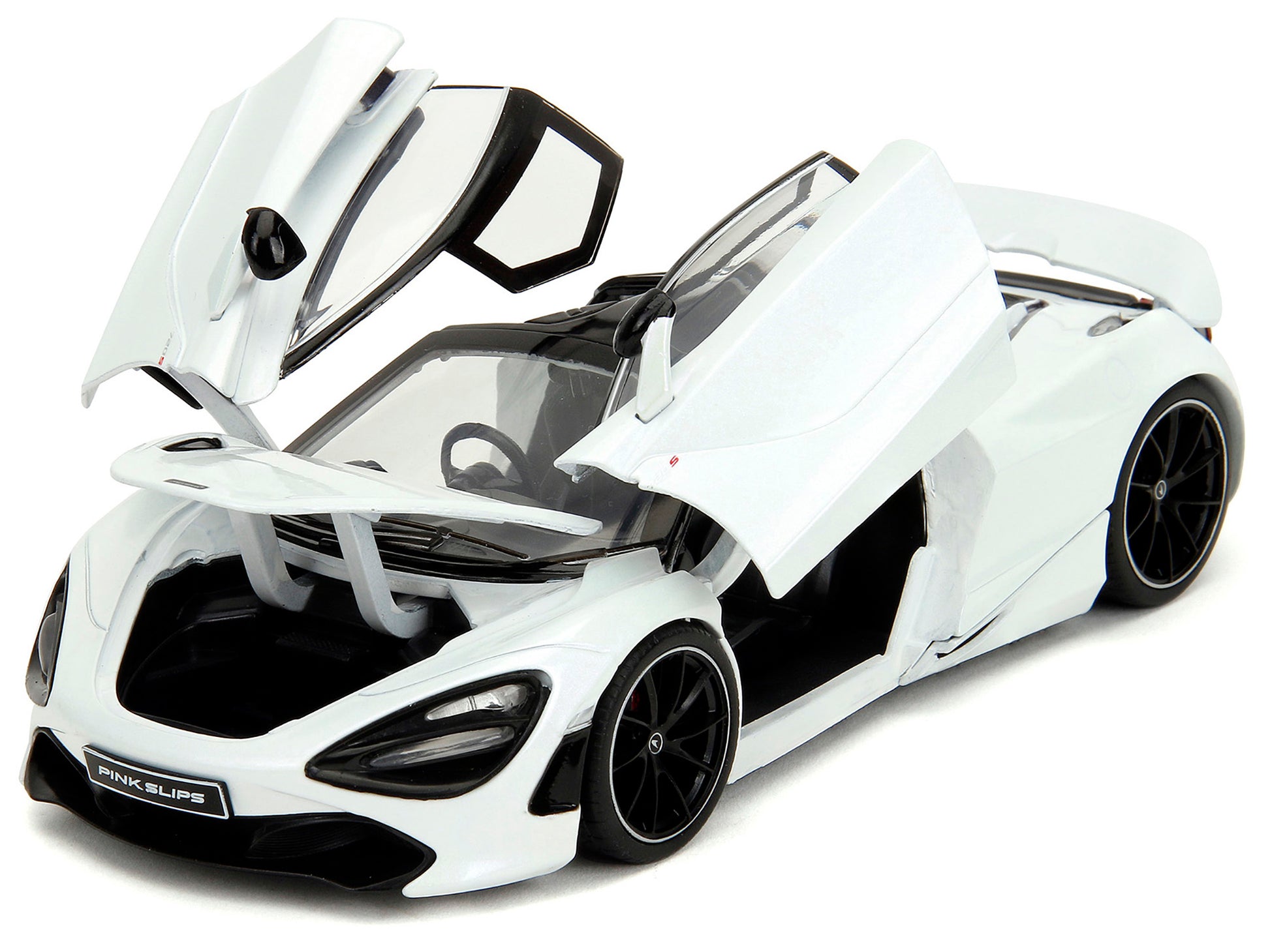 McLaren 720S White Metallic with Black Top "Pink Slips" Series 1/24 Diecast Model Car by Jada-DiecastModeler.com