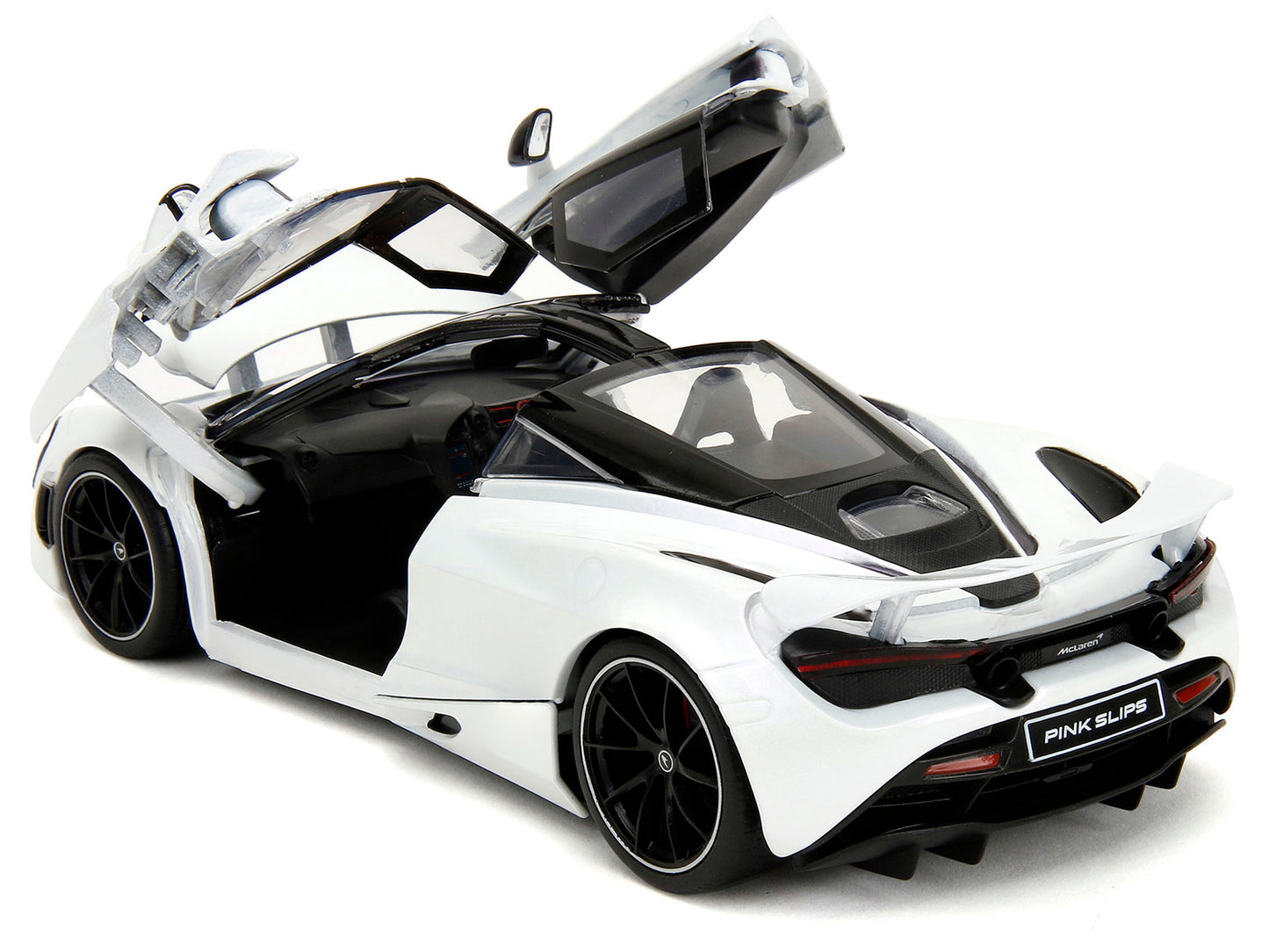 McLaren 720S White Metallic with Black Top "Pink Slips" Series 1/24 Diecast Model Car by Jada-DiecastModeler.com