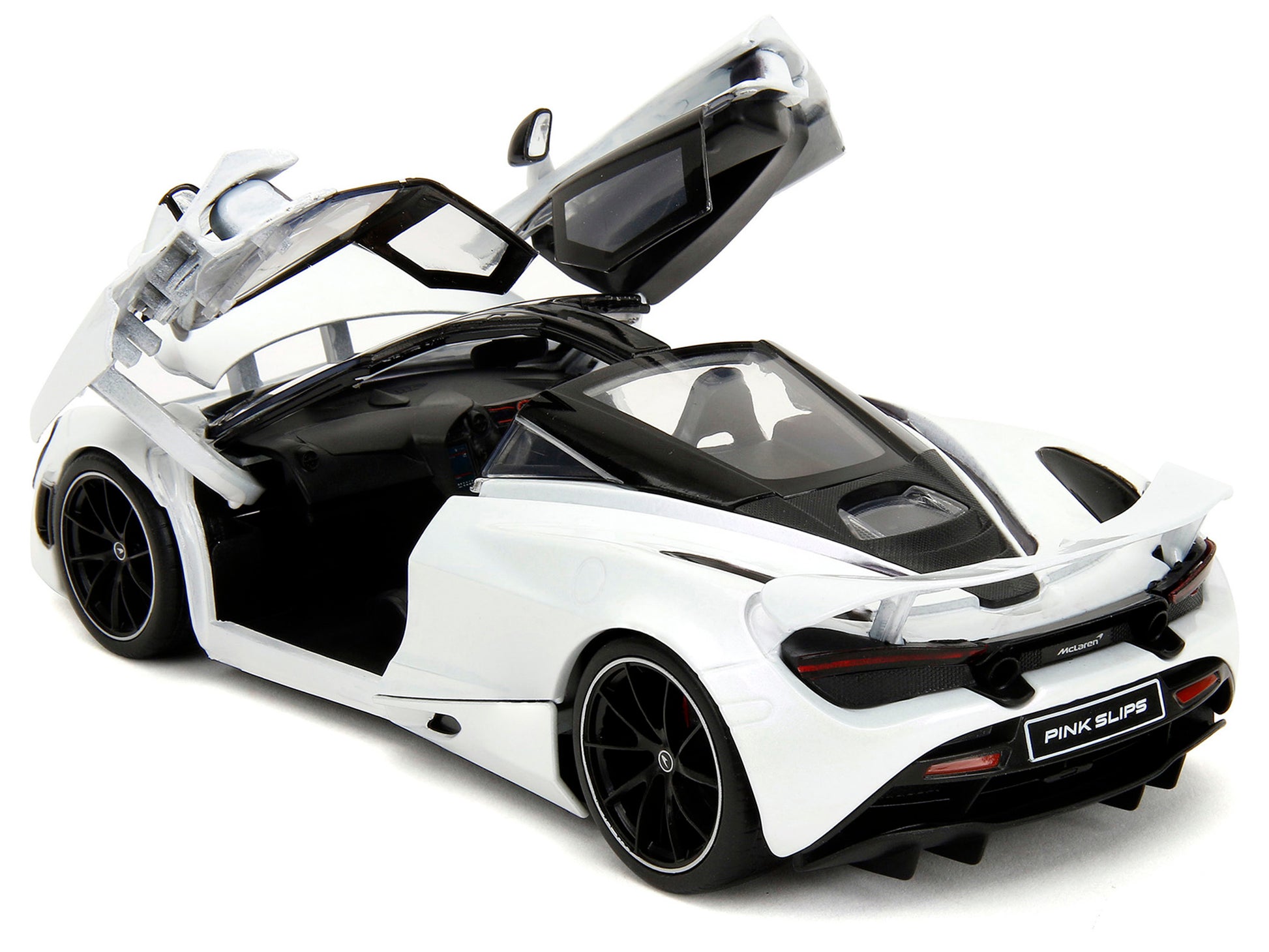 McLaren 720S White Metallic with Black Top "Pink Slips" Series 1/24 Diecast Model Car by Jada-DiecastModeler.com