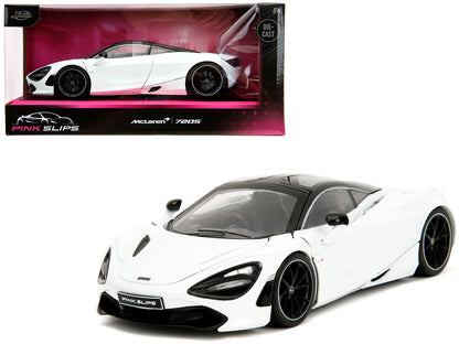 McLaren 720S White Metallic with Black Top "Pink Slips" Series 1/24 Diecast Model Car by Jada-DiecastModeler.com