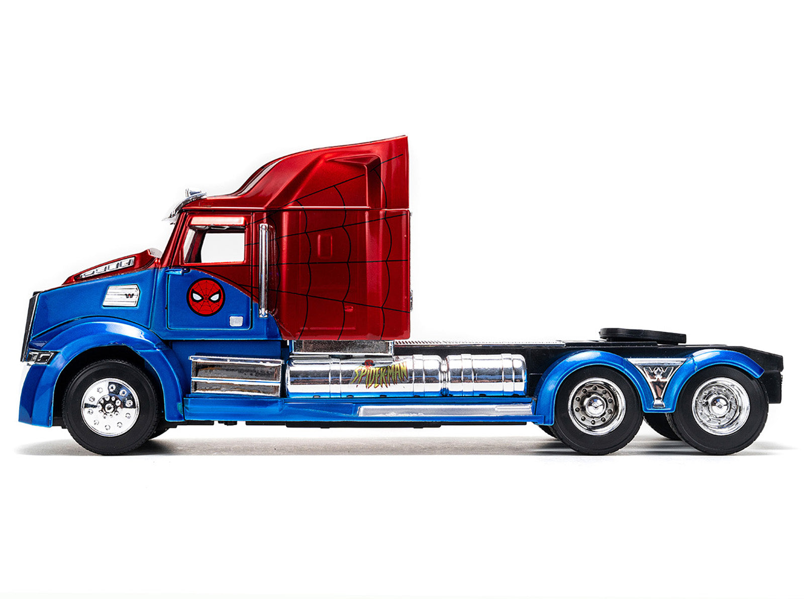 Western Star 57X Truck Tractor "Spider-Man" Blue and Red Metallic "Hollywood Rides" Series 1/24 Diecast Model by Jada-DiecastModeler.com