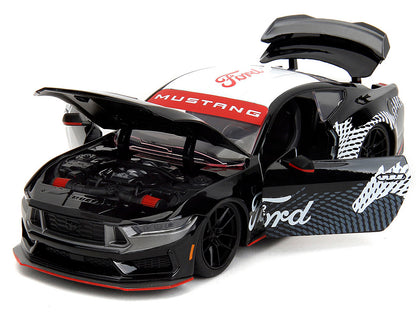 2024 Ford Mustang Dark Horse Black with White Top and "Mustang Horse Graphics" "Bigtime Muscle" Series 1/24 Diecast Model Car by Jada