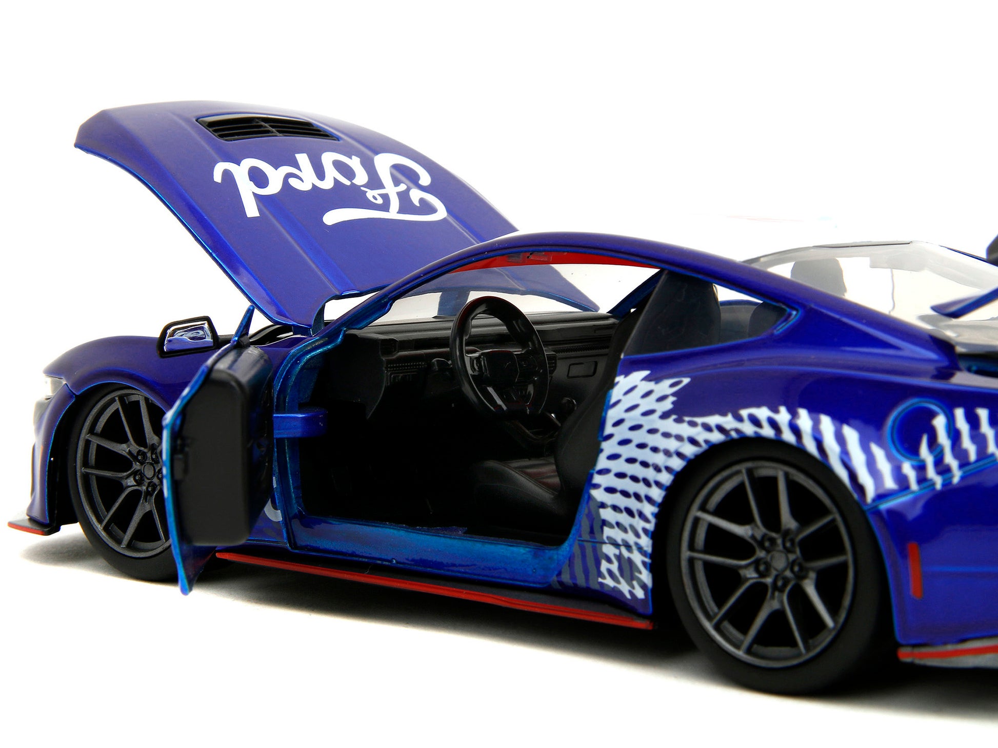 2024 Ford Mustang Dark Horse Candy Blue with White Top and "Mustang Horse Graphics" "Bigtime Muscle" Series 1/24 Diecast Model Car by Jada-DiecastModeler.com