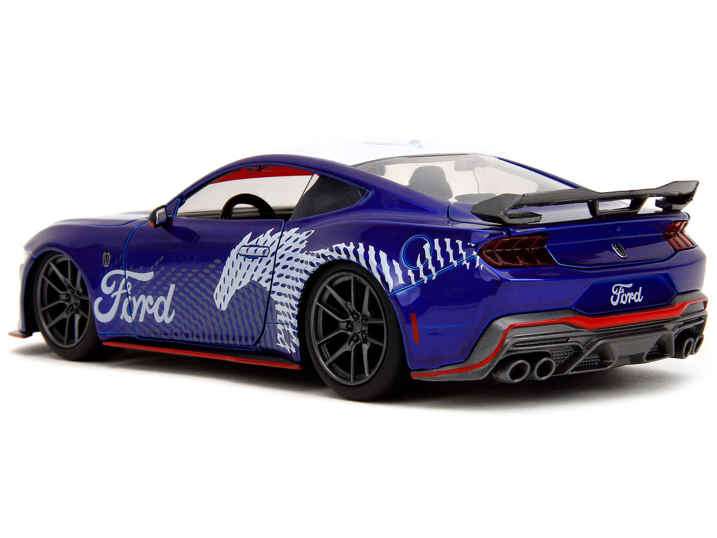 2024 Ford Mustang Dark Horse Candy Blue with White Top and "Mustang Horse Graphics" "Bigtime Muscle" Series 1/24 Diecast Model Car by Jada-DiecastModeler.com