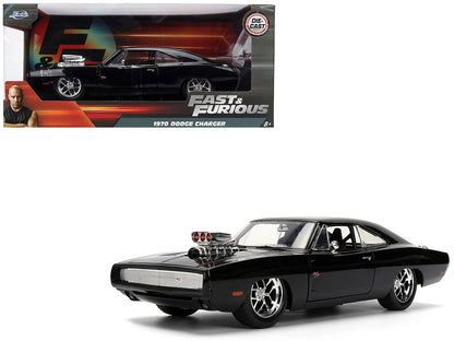 1970 Dodge Charger R/T Black "Furious 7" (2015) Movie "Fast & Furious" Series 1/24 Diecast Model Car by Jada