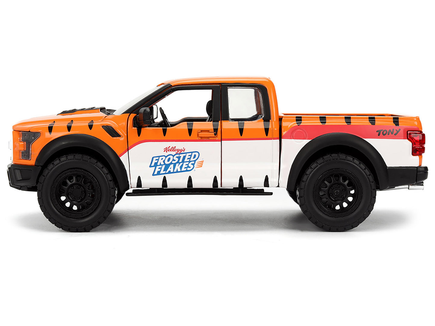 2017 Ford F-150 Raptor Pickup Truck "Frosted Flakes" Orange with Graphics and Tony the Tiger Diecast Figure "Hollywood Rides" Series 1/24 Diecast Model Car by Jada