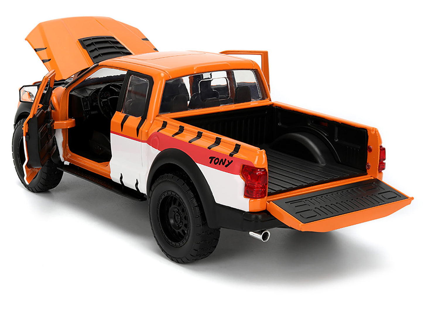 2017 Ford F-150 Raptor Pickup Truck "Frosted Flakes" Orange with Graphics and Tony the Tiger Diecast Figure "Hollywood Rides" Series 1/24 Diecast Model Car by Jada