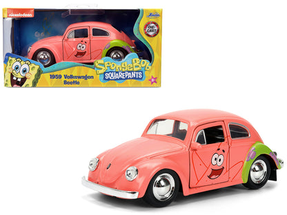 1959 Volkswagen Beetle "Patrick Star" Livery Pink "SpongeBob SquarePants" (1999-Current) TV Series "Hollywood Rides" Series 1/32 Diecast Model Car by Jada-DiecastModeler.com