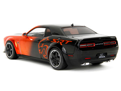 Dodge Challenger SRT Hellcat Orange Metallic and Black "Pink Slips" Series 1/18 Diecast Model Car by Jada-DiecastModeler.com
