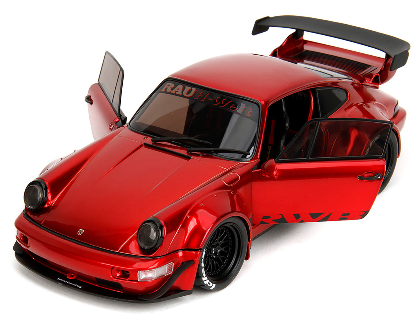 RWB Body Kit Red Metallic with Black Stripes "Pink Slips" Series 1/18 Diecast Model Car by Jada-DiecastModeler.com