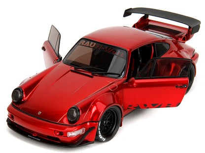 RWB Body Kit Red Metallic with Black Stripes "Pink Slips" Series 1/18 Diecast Model Car by Jada-DiecastModeler.com
