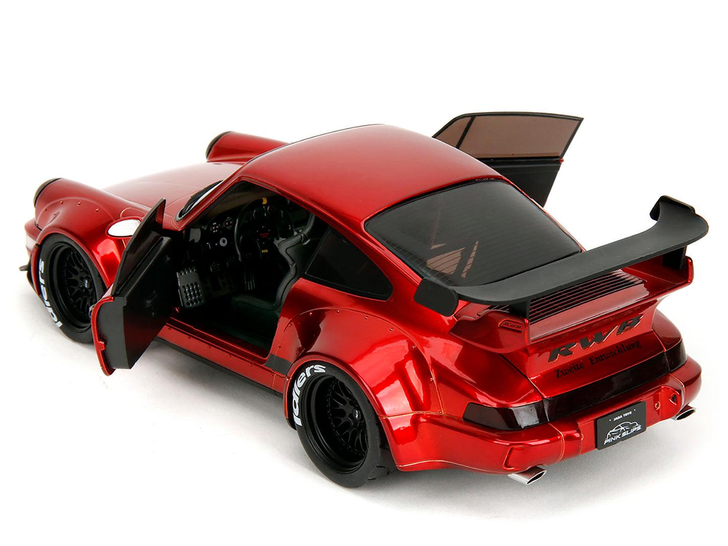 RWB Body Kit Red Metallic with Black Stripes "Pink Slips" Series 1/18 Diecast Model Car by Jada-DiecastModeler.com