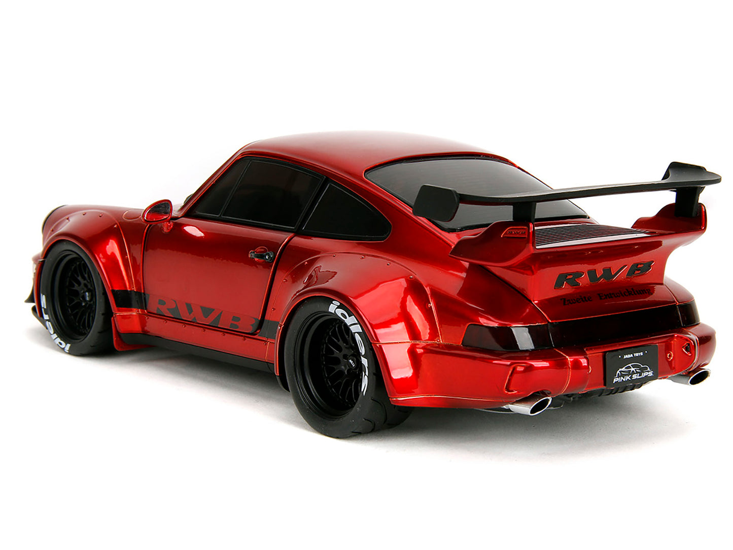 RWB Body Kit Red Metallic with Black Stripes "Pink Slips" Series 1/18 Diecast Model Car by Jada