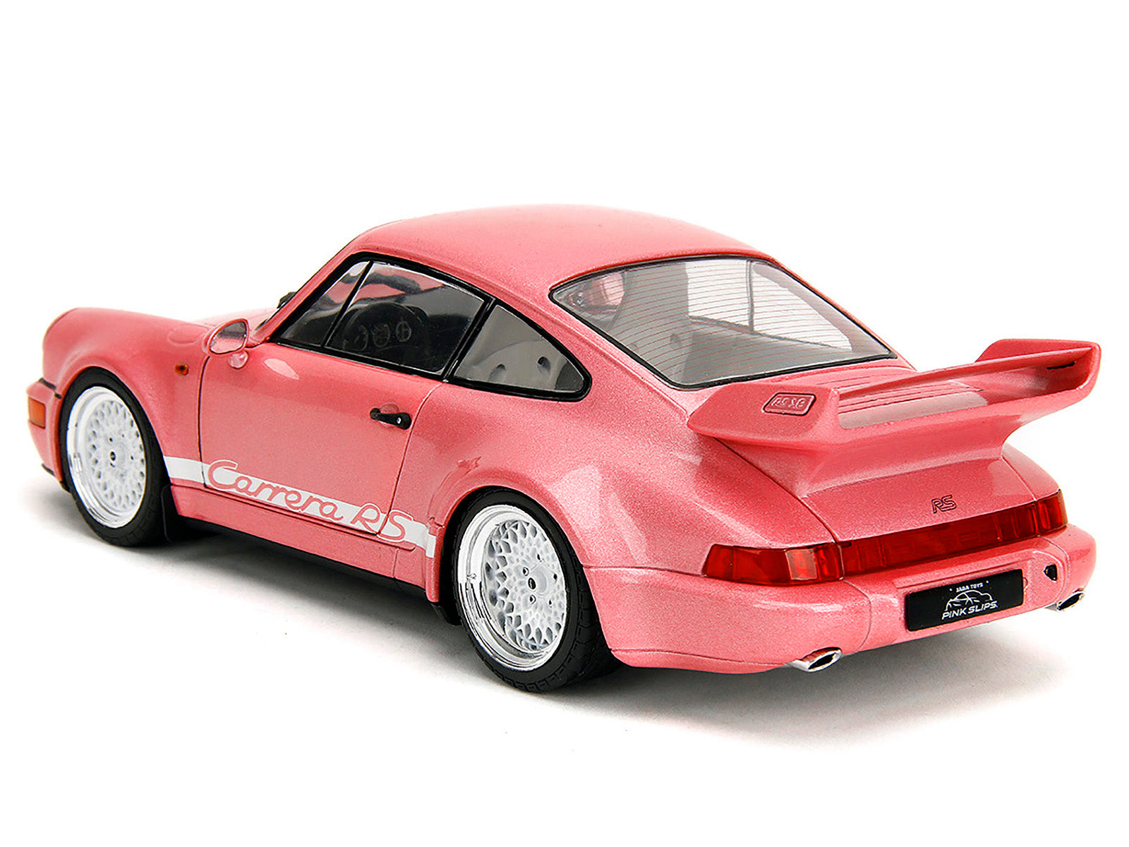 Porsche 911 Carrera RS (964) Pink Metallic with White Stripes "Pink Slips" Series 1/18 Diecast Model Car by Jada-DiecastModeler.com