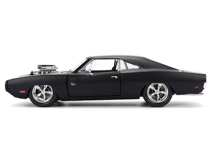 1970 Dodge Charger R/T Matt Black "Fast & Furious" (2009) Movie "Fast & Furious" Series 1/24 Diecast Model Car by Jada