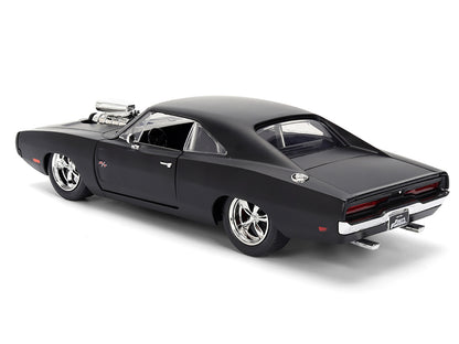 1970 Dodge Charger R/T Matt Black "Fast & Furious" (2009) Movie "Fast & Furious" Series 1/24 Diecast Model Car by Jada