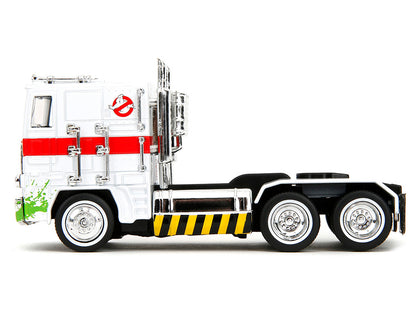 G1 Autobot Optimus Prime Truck White with Robot on Chassis from "Transformers" TV Series - "Ghostbusters" (1984) Movie Crossover "Hollywood Rides" Series Diecast Model by Jada-DiecastModeler.com
