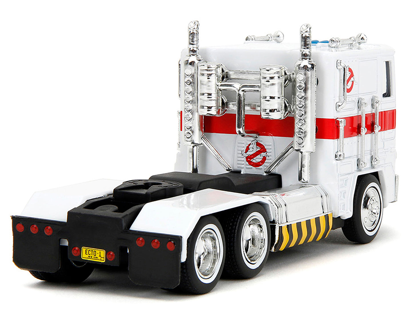 G1 Autobot Optimus Prime Truck White with Robot on Chassis from "Transformers" TV Series - "Ghostbusters" (1984) Movie Crossover "Hollywood Rides" Series Diecast Model by Jada-DiecastModeler.com