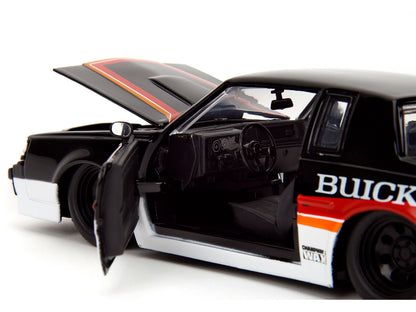 1987 Buick Grand National #7 "Buick Racing" Black and White with Stripes "Bigtime Muscle" Series 1/24 Diecast Model Car by Jada-DiecastModeler.com