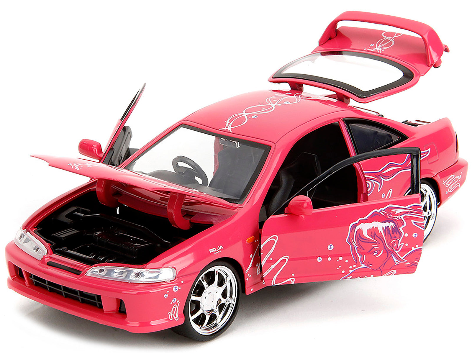 1995 Honda Integra Type R Pink with Graphics "Fast & Furious Remix" Series 1/24 Diecast Model Car by Jada-DiecastModeler.com