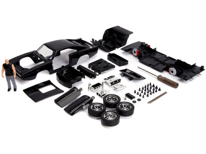 Model Kit Dodge Charger R/T Black and Dom Diecast Figure "Fast & Furious" Movie "Build N' Collect" Series 1/24 Diecast Model Car by Jada-DiecastModeler.com