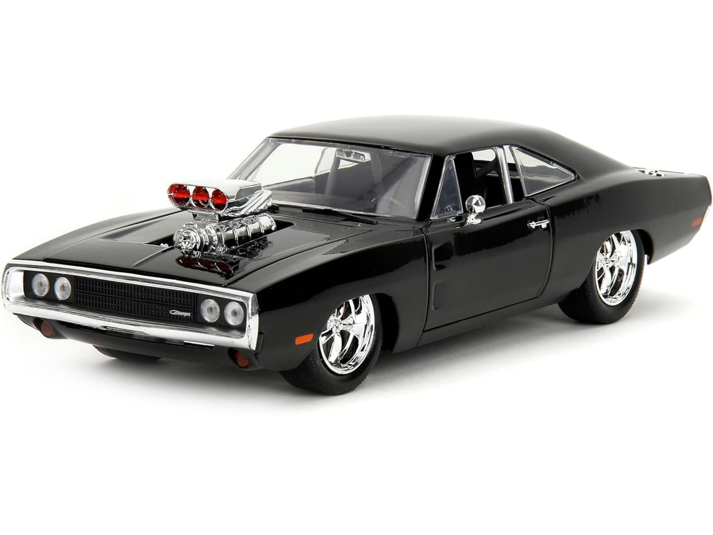 Dodge Charger R/T Black with Dom Diecast Figure "Fast & Furious" (2009) Movie "Hollywood Rides" Series 1/24 Diecast Model Car by Jada-DiecastModeler.com