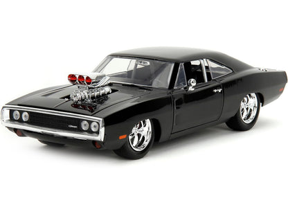 Dodge Charger R/T Black with Dom Diecast Figure "Fast & Furious" (2009) Movie "Hollywood Rides" Series 1/24 Diecast Model Car by Jada-DiecastModeler.com