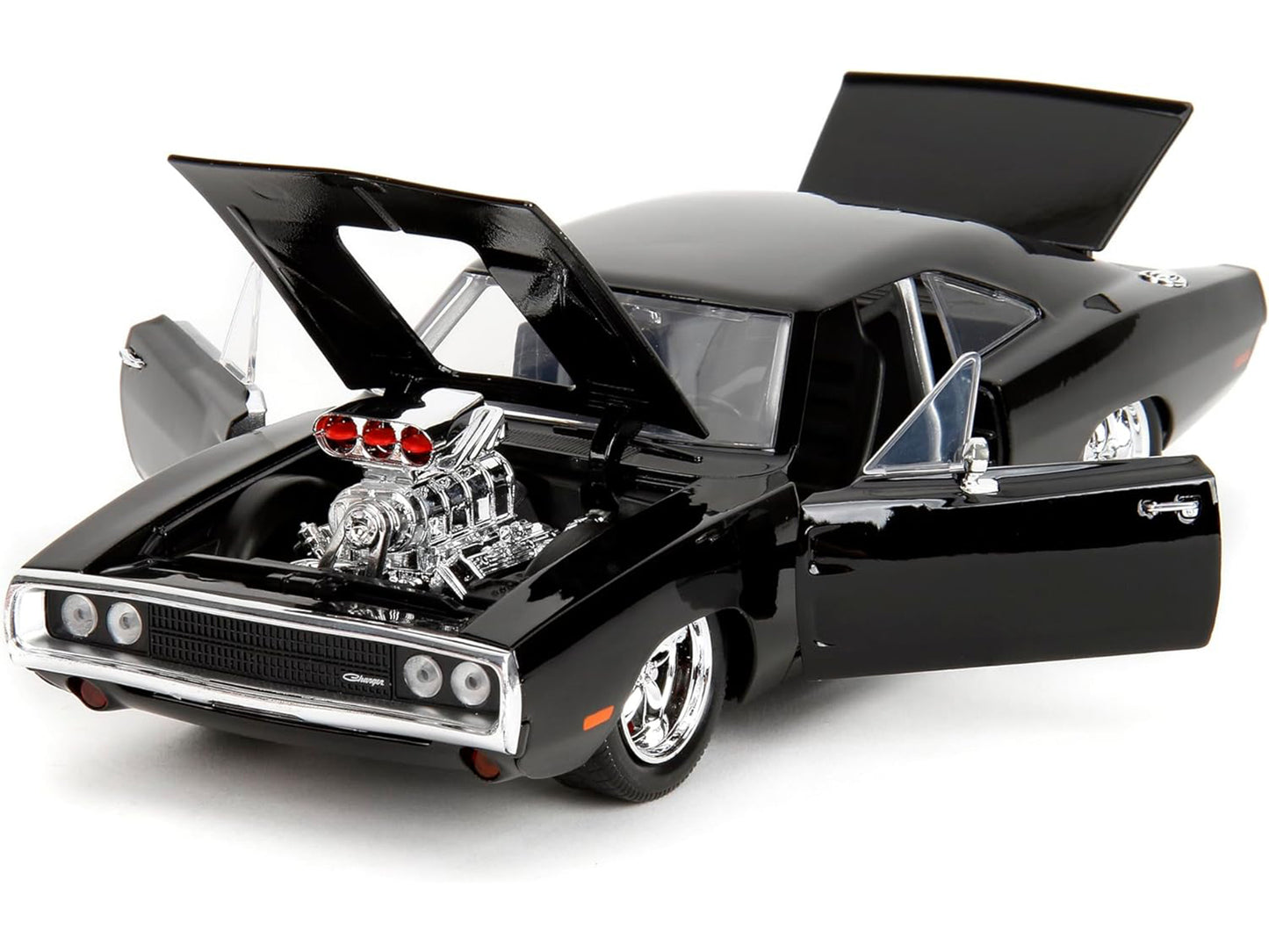 Dodge Charger R/T Black with Dom Diecast Figure "Fast & Furious" (2009) Movie "Hollywood Rides" Series 1/24 Diecast Model Car by Jada-DiecastModeler.com