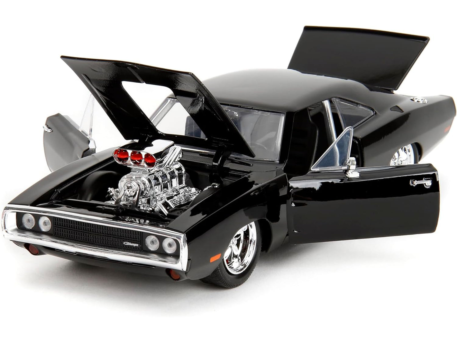 Dodge Charger R/T Black with Dom Diecast Figure "Fast & Furious" (2009) Movie "Hollywood Rides" Series 1/24 Diecast Model Car by Jada-DiecastModeler.com