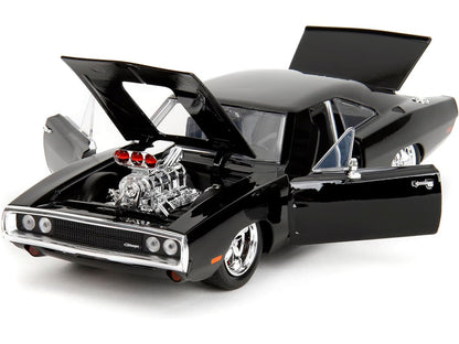 Dodge Charger R/T Black with Dom Diecast Figure "Fast & Furious" (2009) Movie "Hollywood Rides" Series 1/24 Diecast Model Car by Jada-DiecastModeler.com