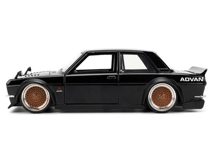 1973 Datsun 510 Black with Gold Wheels "JDM Tuners" Series 1/24 Diecast Model Car by Jada-DiecastModeler.com