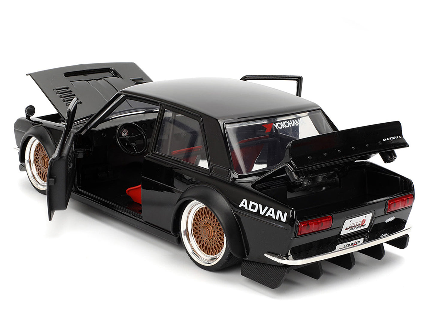 1973 Datsun 510 Black with Gold Wheels "JDM Tuners" Series 1/24 Diecast Model Car by Jada-DiecastModeler.com