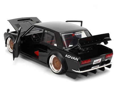 1973 Datsun 510 Black with Gold Wheels "JDM Tuners" Series 1/24 Diecast Model Car by Jada-DiecastModeler.com